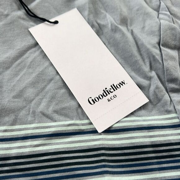 NWT Goodfellow Large Standard Foggy Blue Striped Crewneck Short Sleeve T-Shirt - Picture 4 of 5